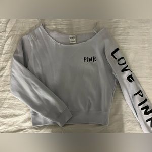 baby blue cropped slouchy crew neck